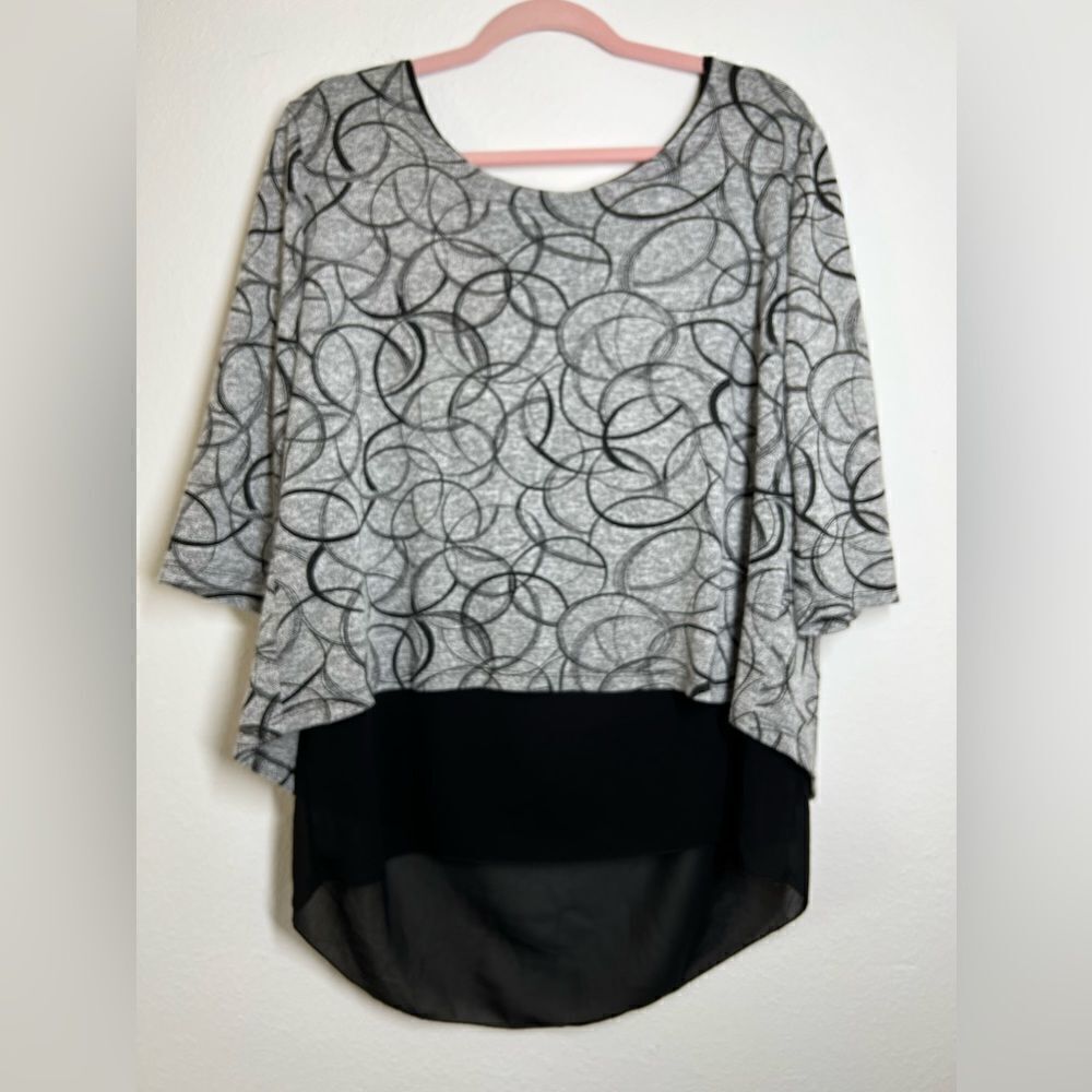 Top Tunic Long Sleeve Stretch | Color Black White size M
